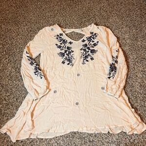 Umgee USA Embroidered Tunic Top Long Sleeve Boho Casual Medium‎